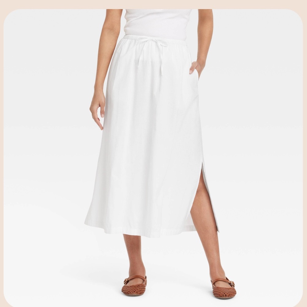 Universal Thread White Cotton Maxi Skirt Side Slit Size L